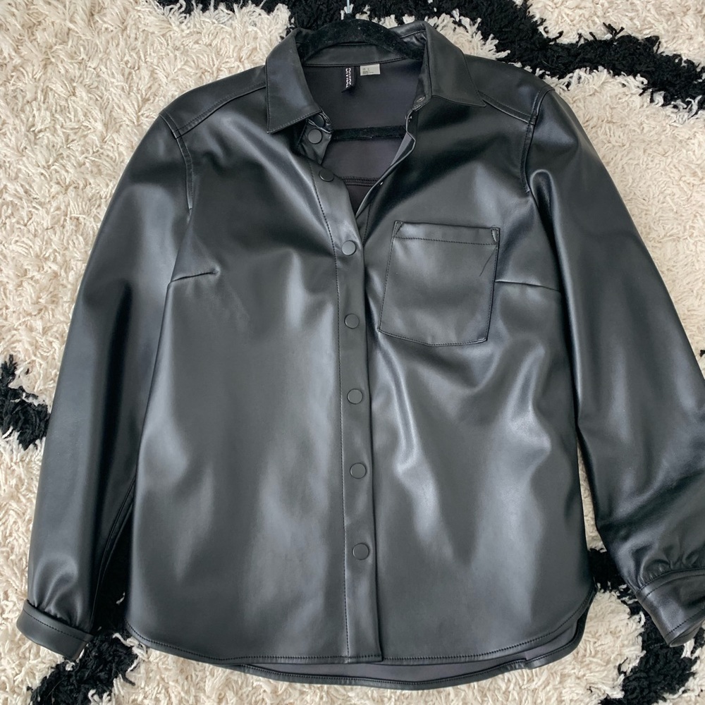 H&M faux leather long sleeve top